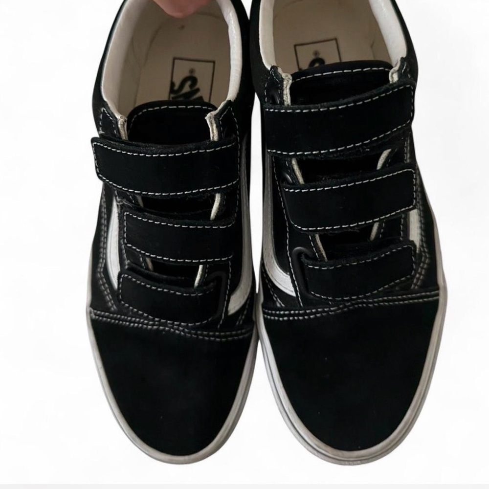 Vans Black and White Kids Sneakers with Velcro